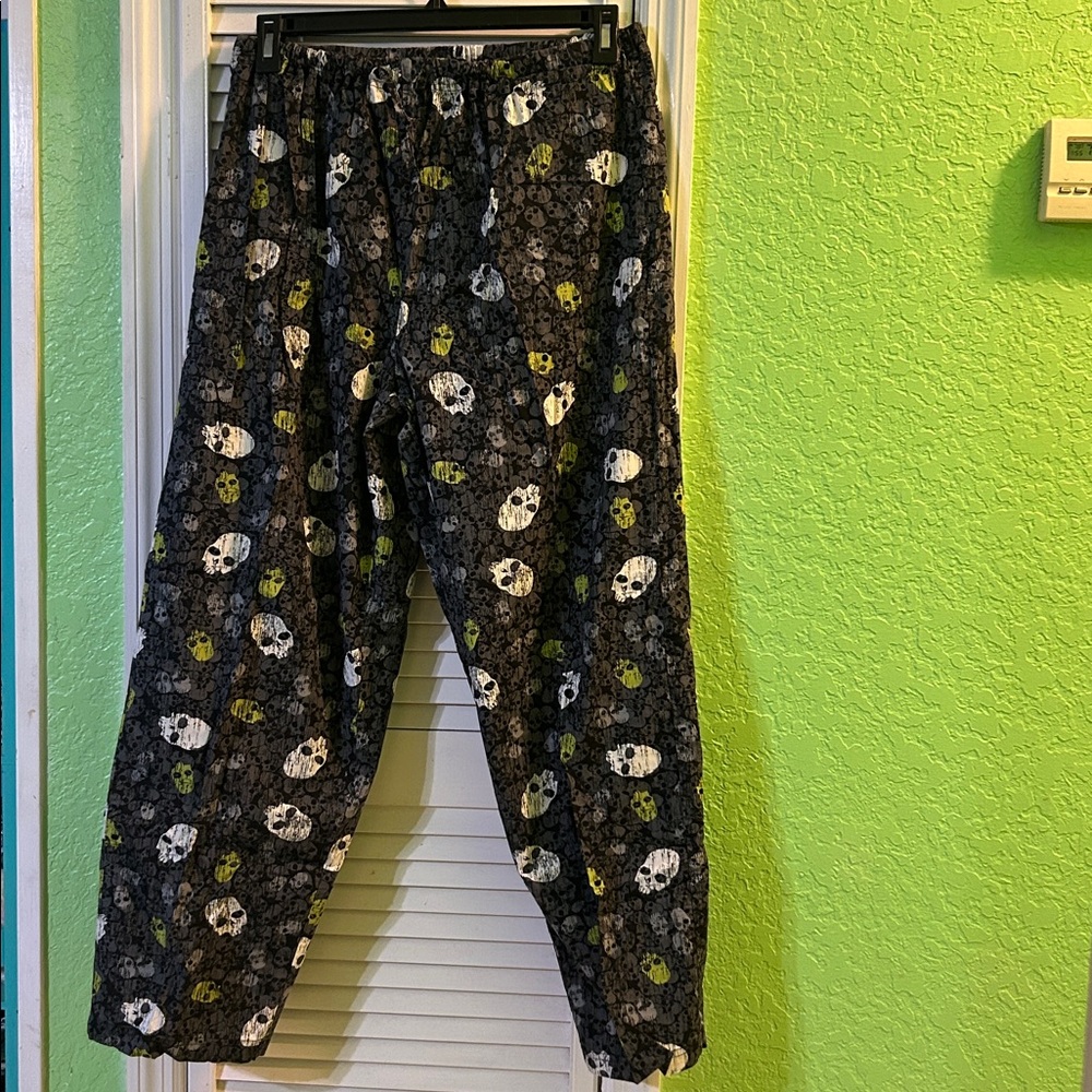 Men’s Graphic Gray Skull Print Cotton Sleepwear Pajama Pants M